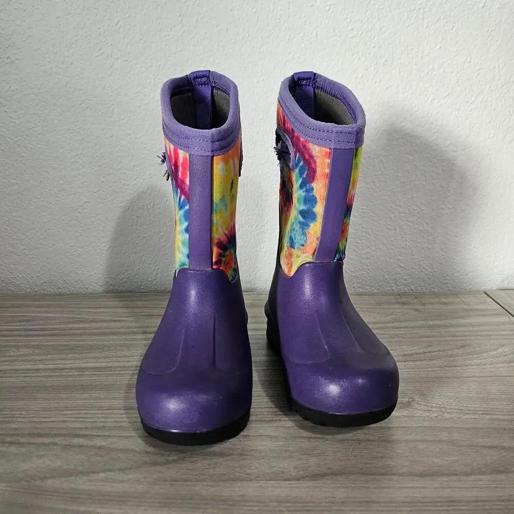 Bogs Neo Classic Purple Tie Dye 3 Season Boots Kids US10 Waterproof